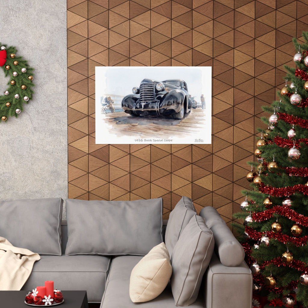 Black Chrome Elegance – 1938 Buick Special Watercolor Print