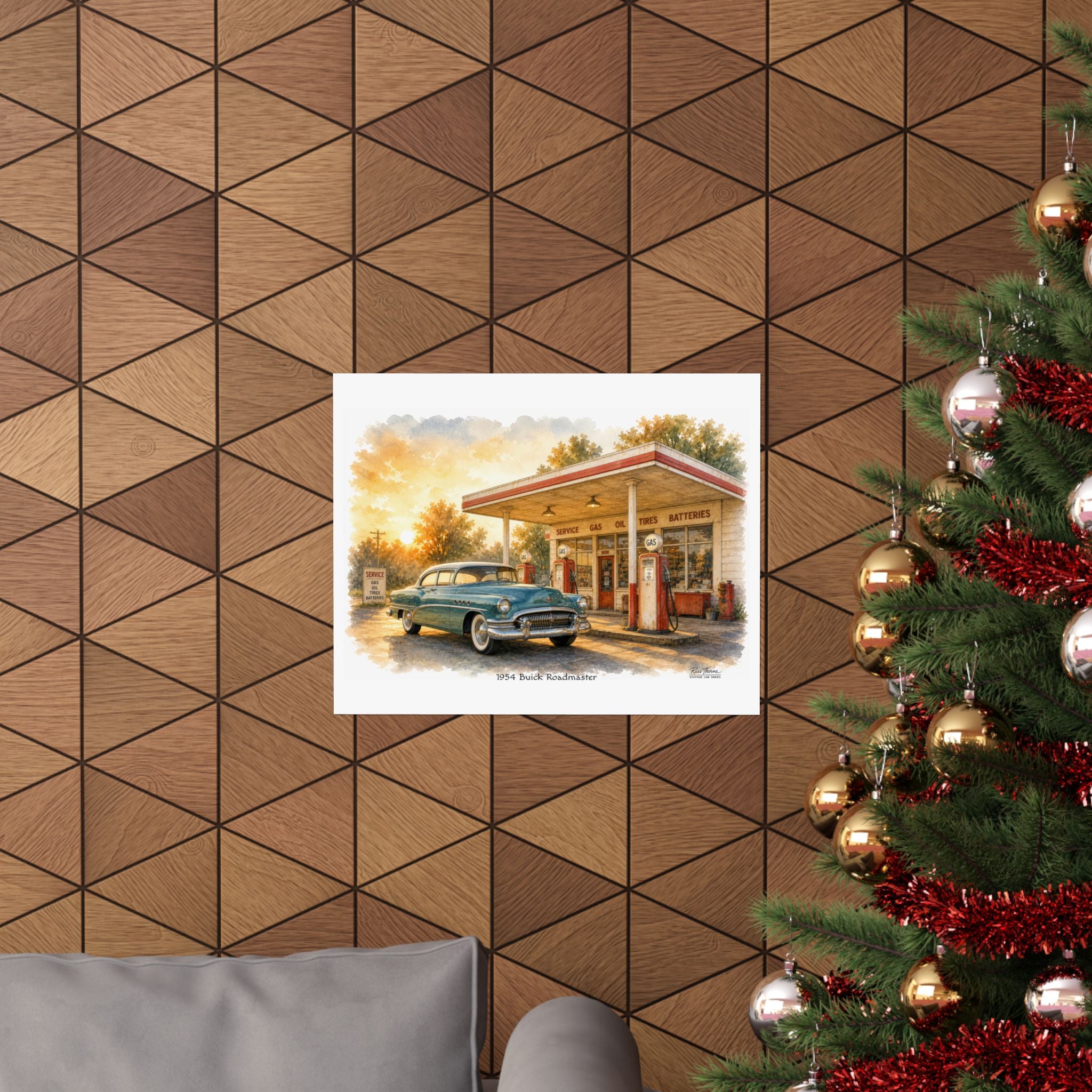 1954 Buick Roadmaster – Golden Hour Classic Americana Watercolor