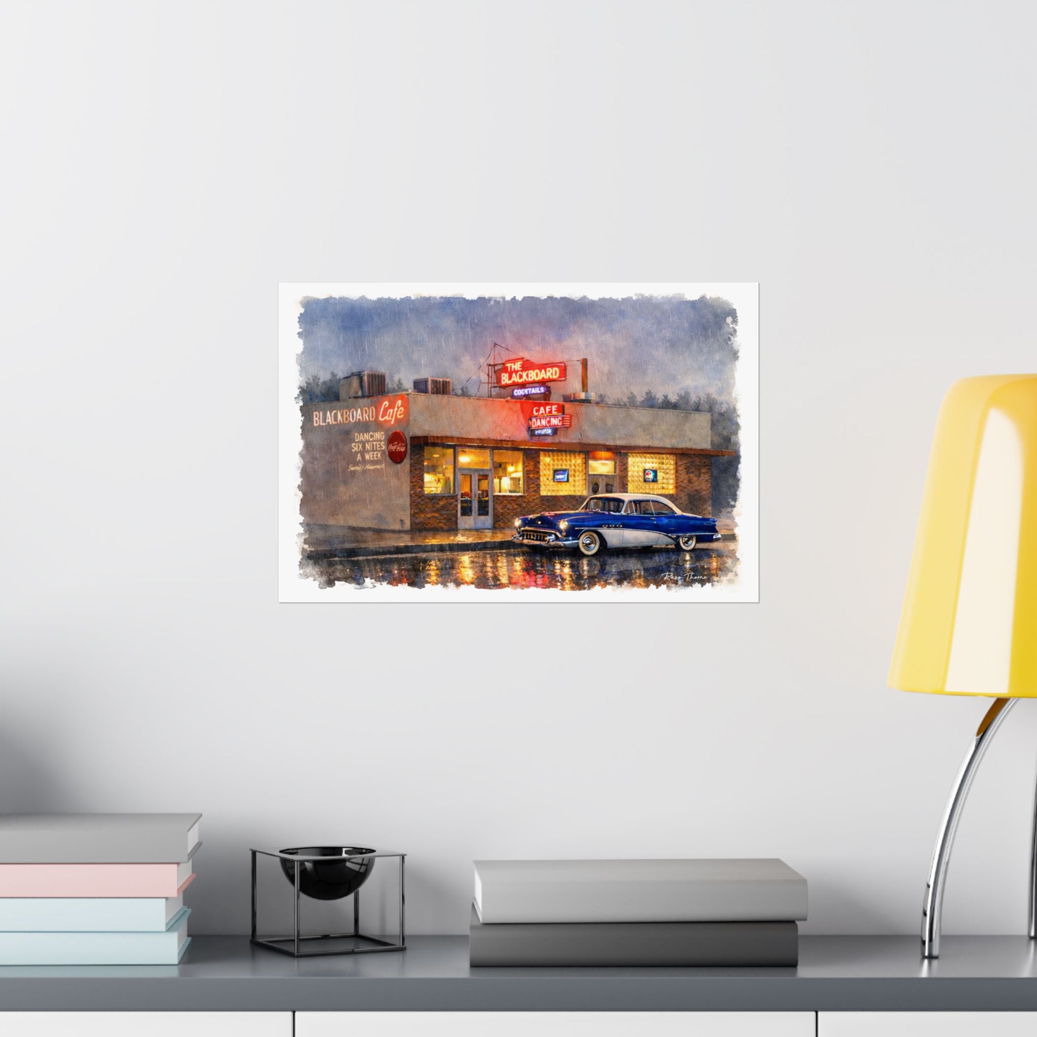 Retro Diner Poster — 'Blackboard Bar and Cafe'  Bakersfield, Ca. Matte Horizontal Wall Art