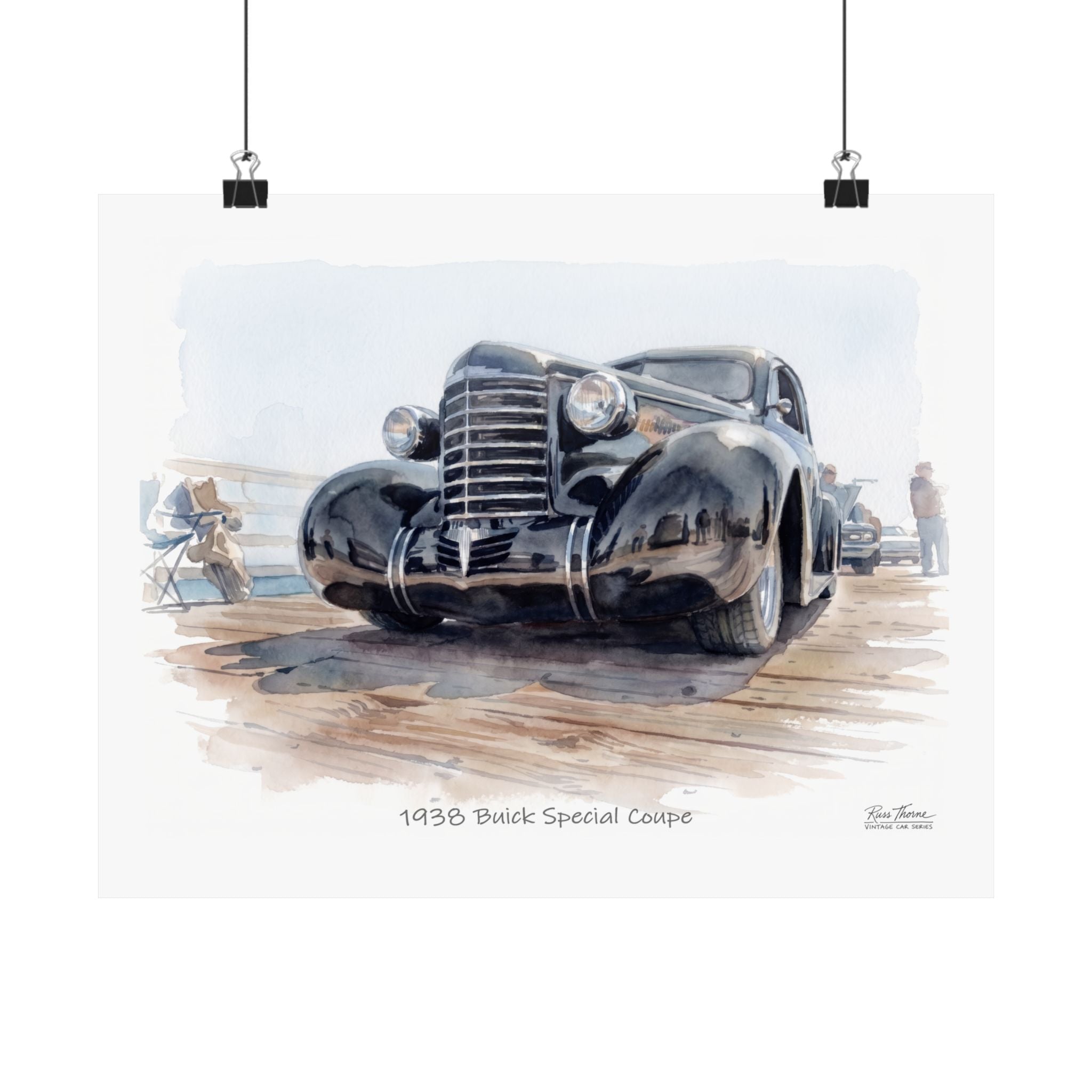 Black Chrome Elegance – 1938 Buick Special Watercolor Print