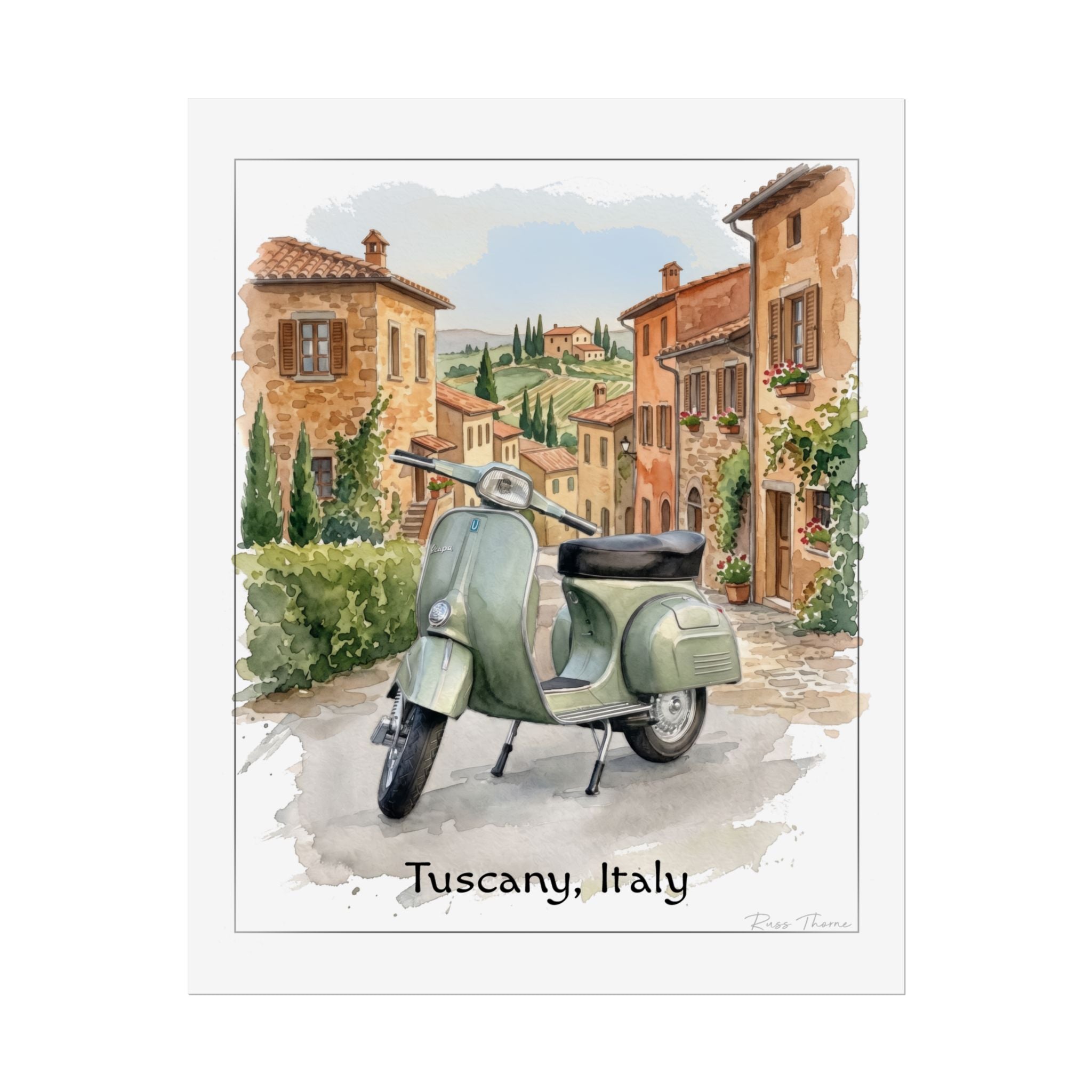 Tuscany Scooter Poster - Rolled Travel Art Print