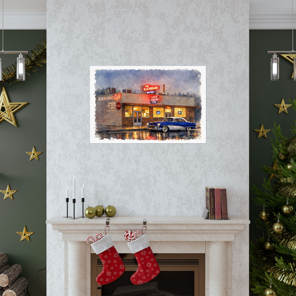 Retro Diner Poster — 'Blackboard Bar and Cafe'  Bakersfield, Ca. Matte Horizontal Wall Art