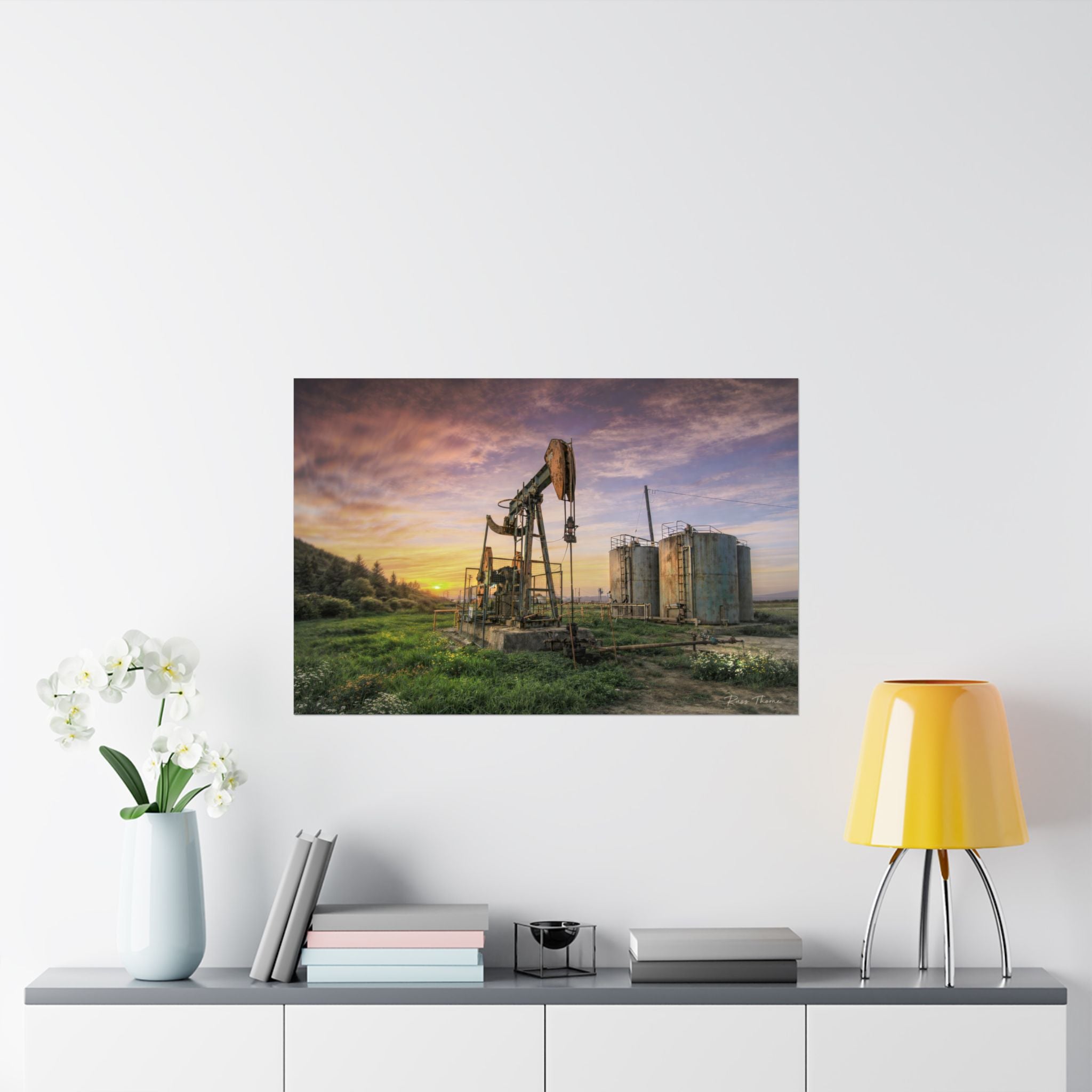 Bakersfield Oil Field Sunset – Pump Jack & Tank Farm Landscape