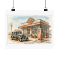 Vintage Gas Station Matte Poster — Retro Automobile Wall Art (Sacramento, California)