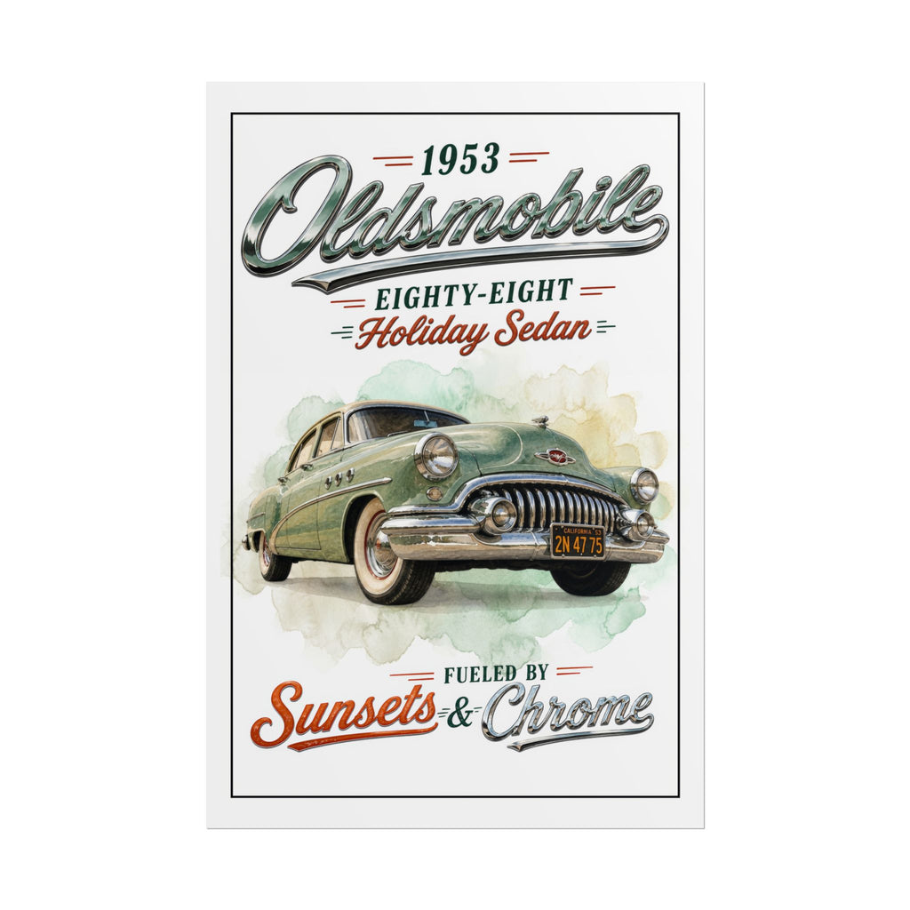 1953 Oldsmobile Eighty-Eight – Sunsets & Chrome Vintage Car Poster