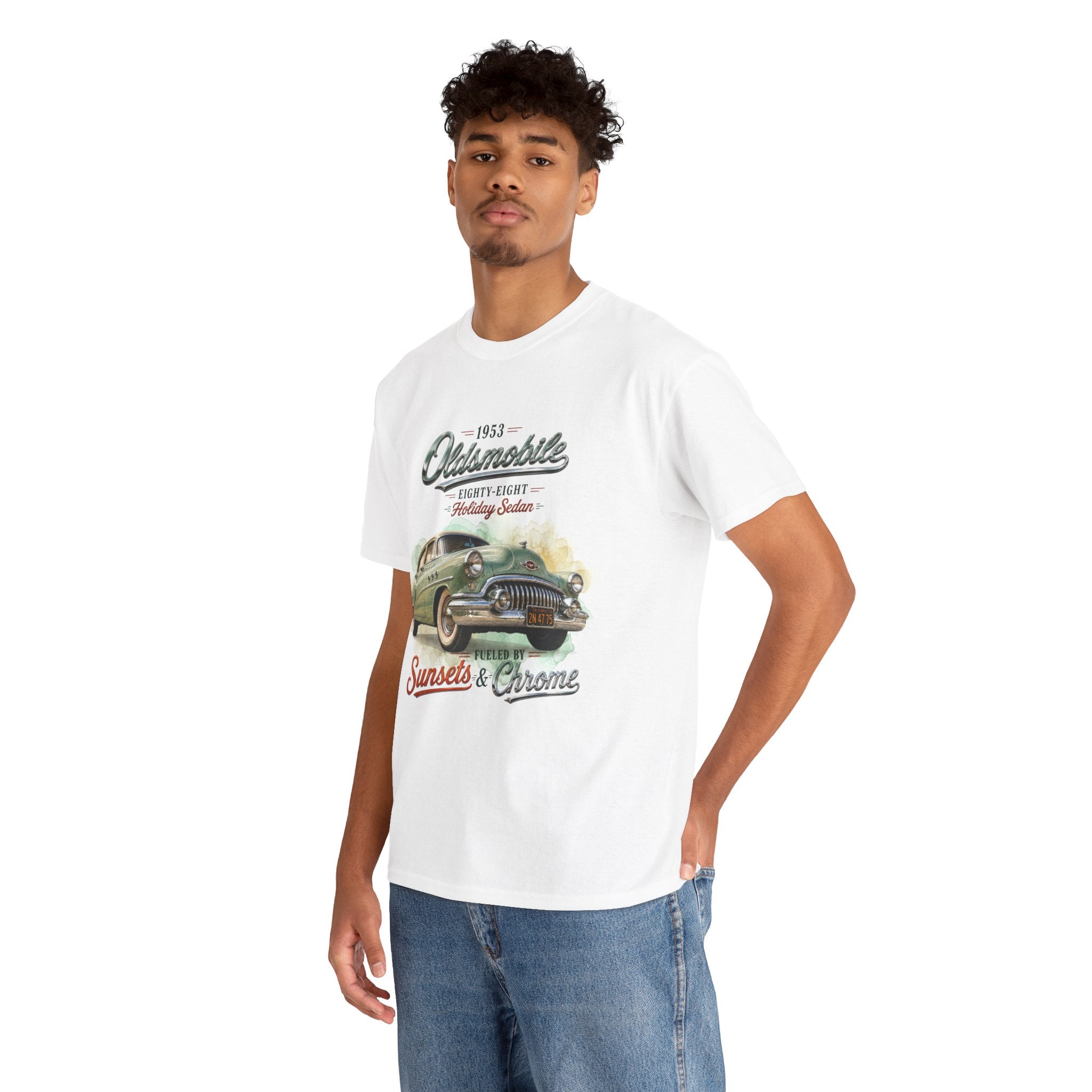 1953 Oldsmobile Eighty-Eight – Holiday Sedan   Sunsets & Chrome Vintage Car T-Shirt