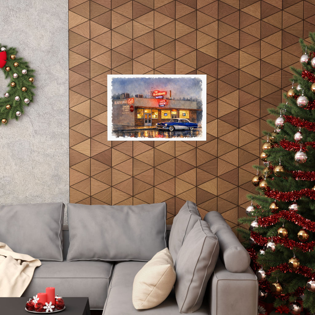 Retro Diner Poster — 'Blackboard Bar and Cafe'  Bakersfield, Ca. Matte Horizontal Wall Art