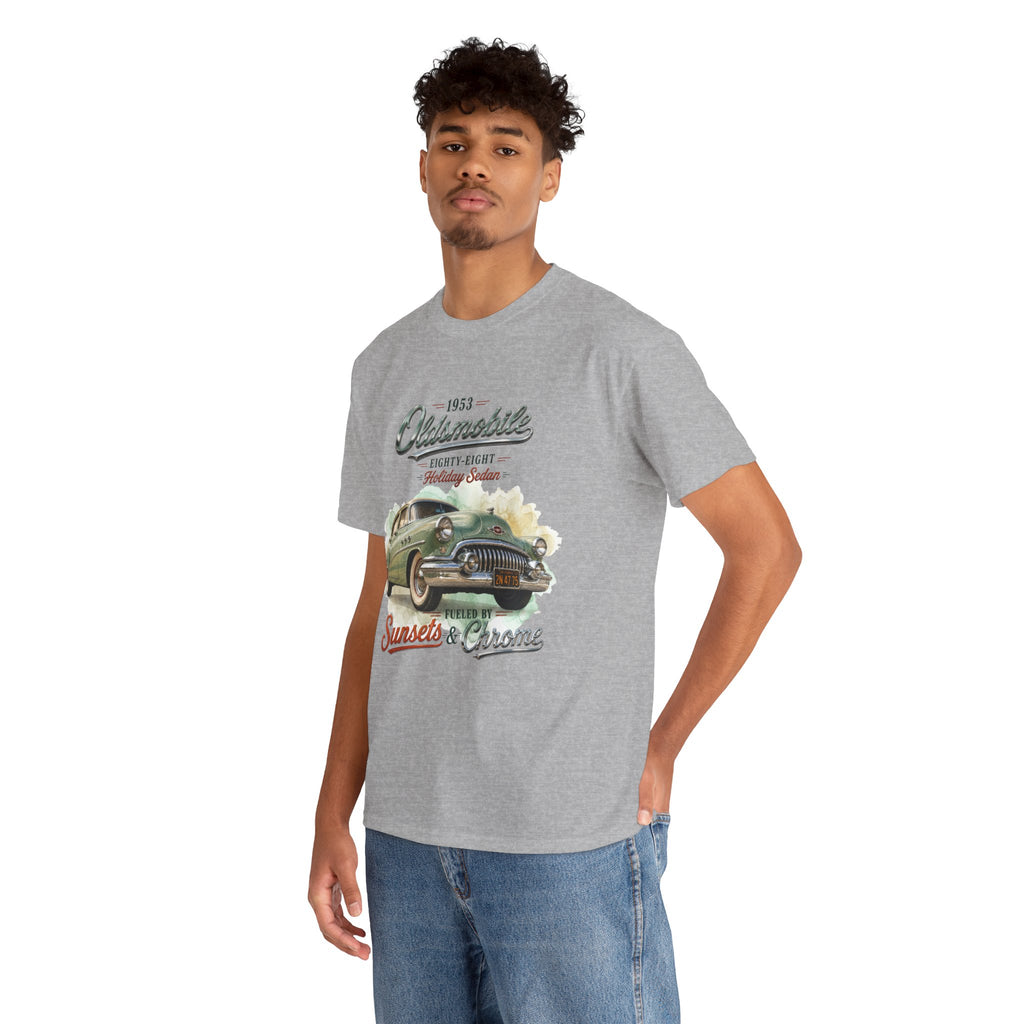 1953 Oldsmobile Eighty-Eight – Holiday Sedan   Sunsets & Chrome Vintage Car T-Shirt