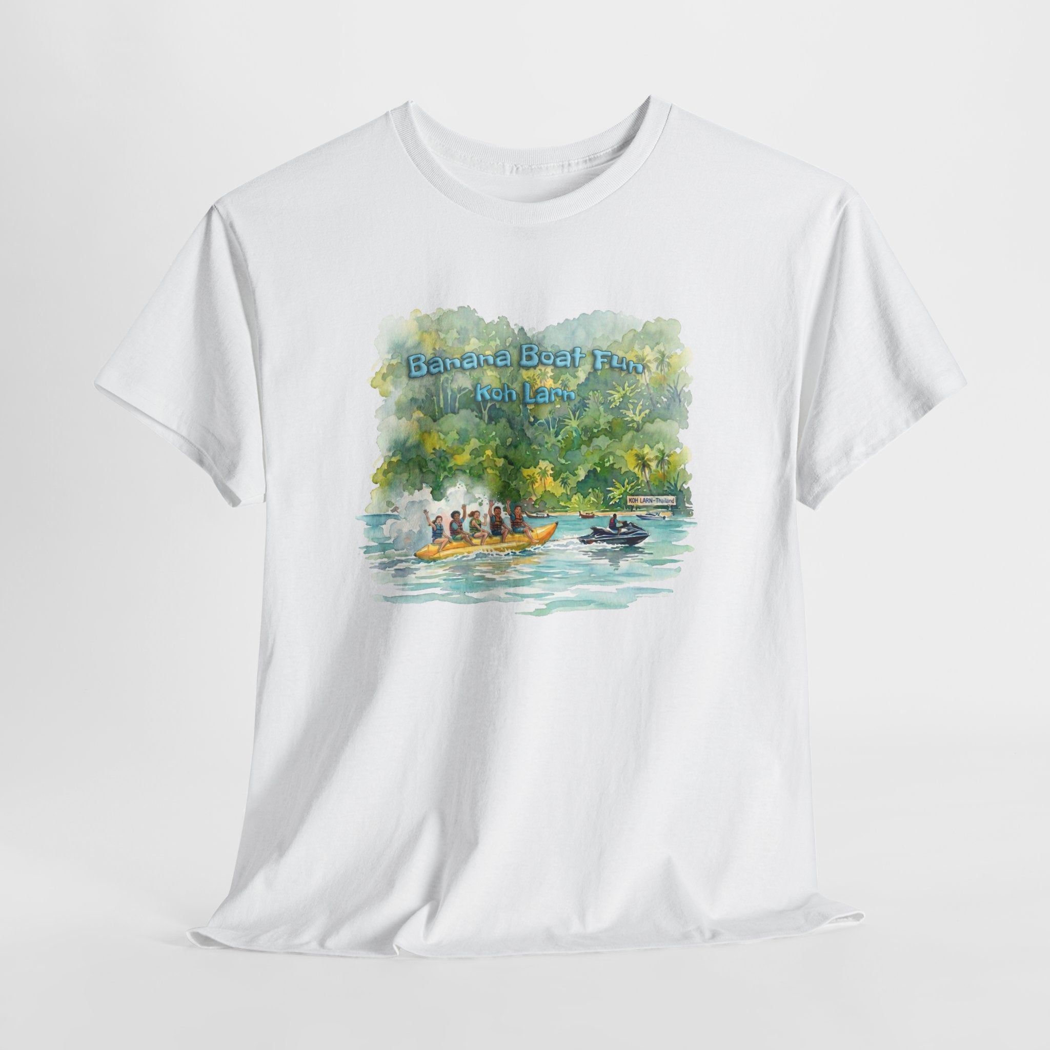 Banana Boat Fun at Koh Larn Pattaya – Premium Watercolor Art T-Shirt