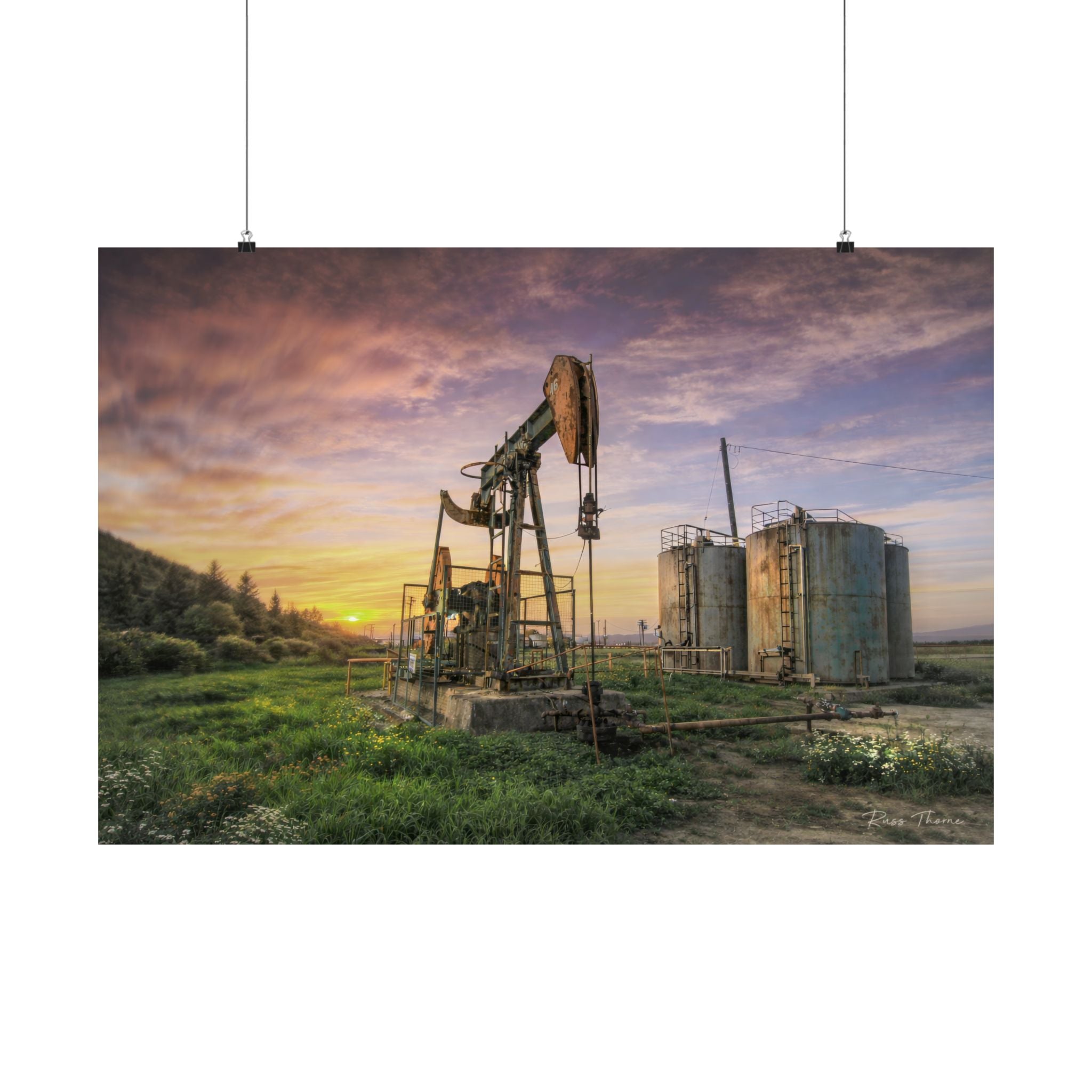 Bakersfield Oil Field Sunset – Pump Jack & Tank Farm Landscape