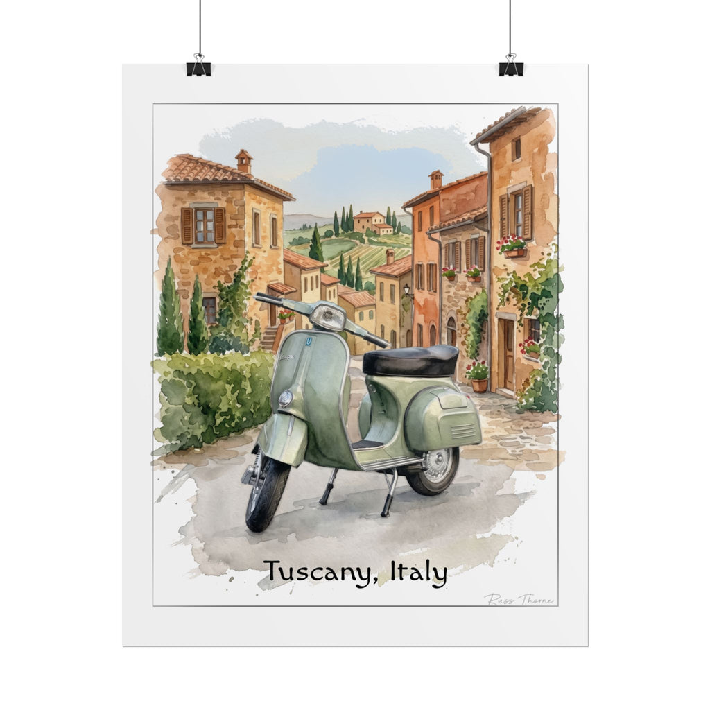 Tuscany Scooter Poster - Rolled Travel Art Print