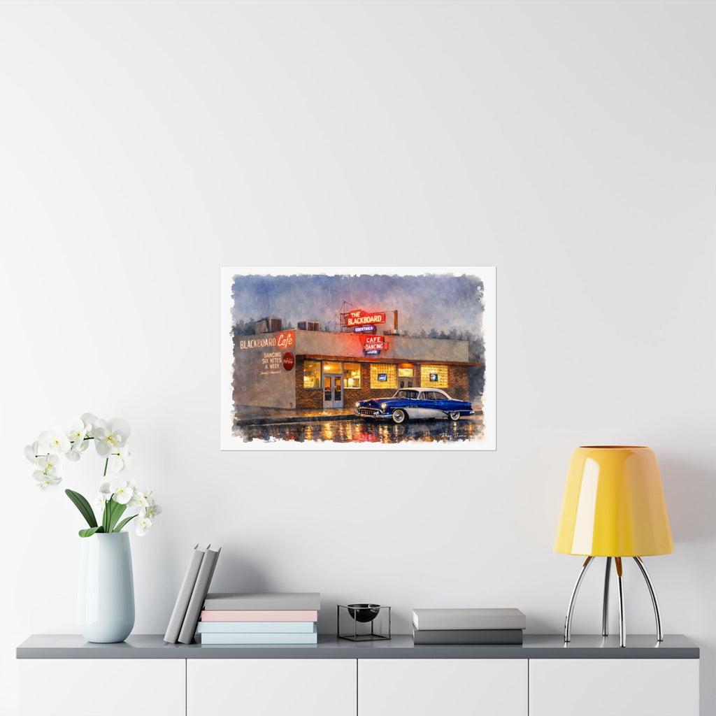 Retro Diner Poster — 'Blackboard Bar and Cafe'  Bakersfield, Ca. Matte Horizontal Wall Art