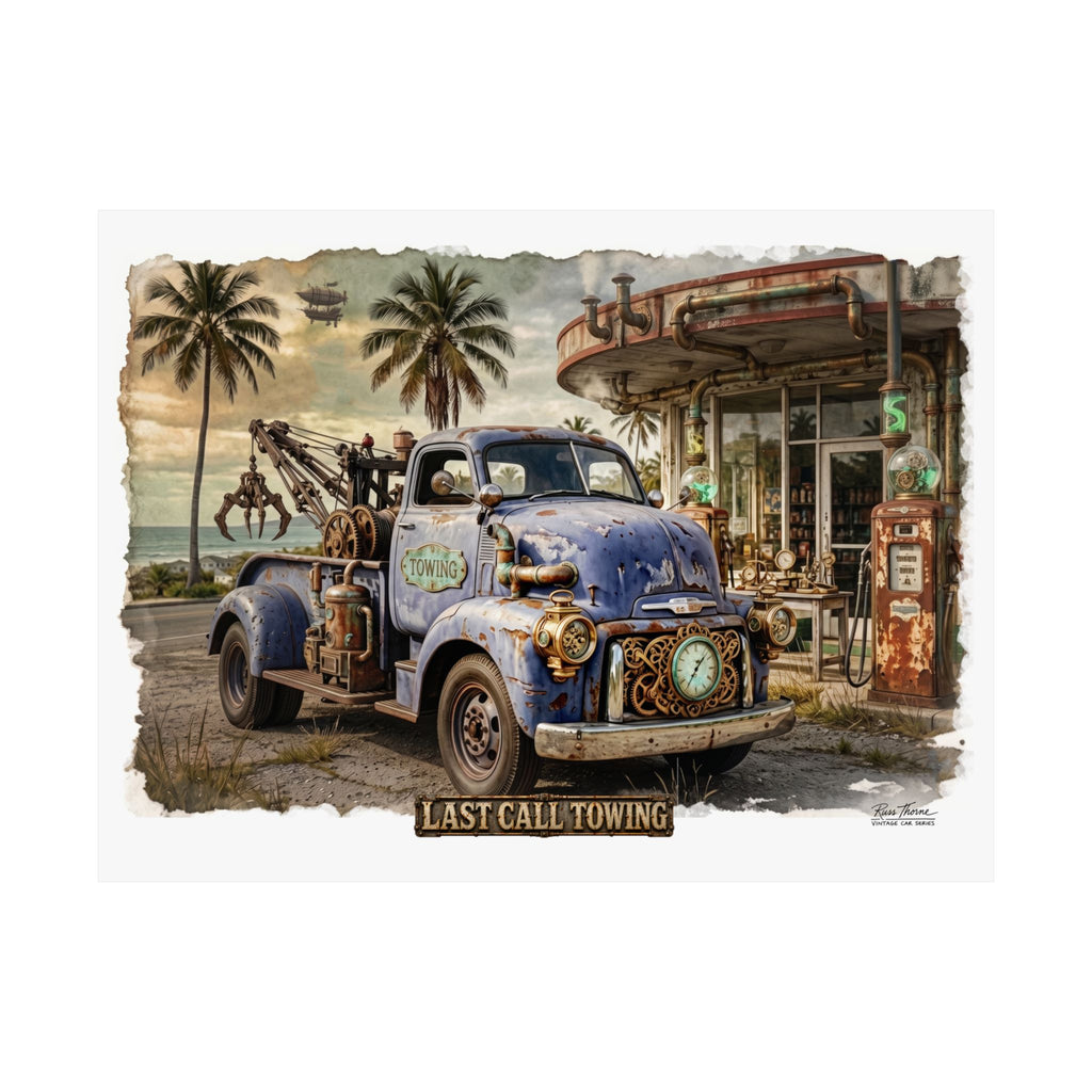 Last Call Towing – Steampunk Coastal Tow Truck Art Print