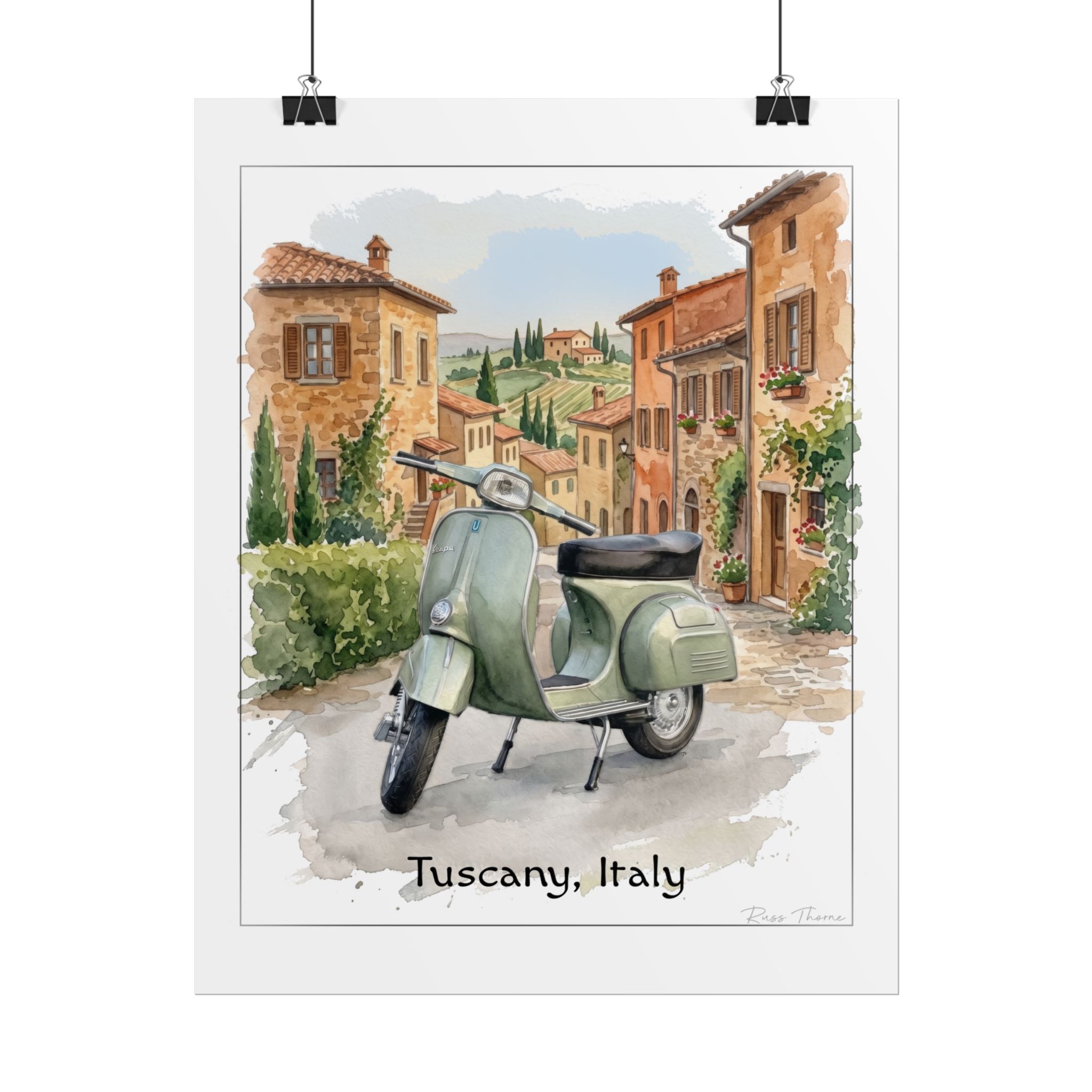 Tuscany Scooter Poster - Rolled Travel Art Print