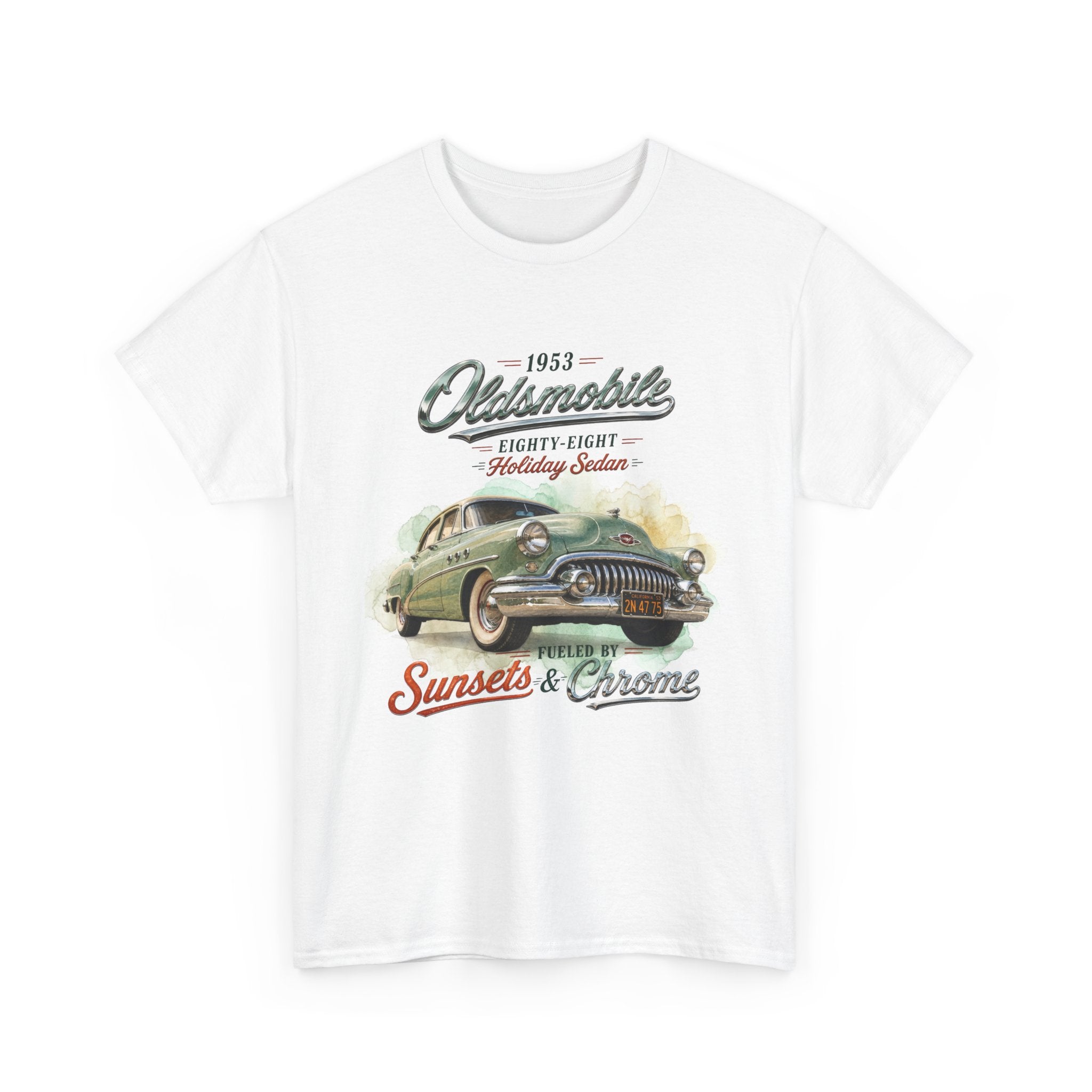 1953 Oldsmobile Eighty-Eight – Holiday Sedan   Sunsets & Chrome Vintage Car T-Shirt