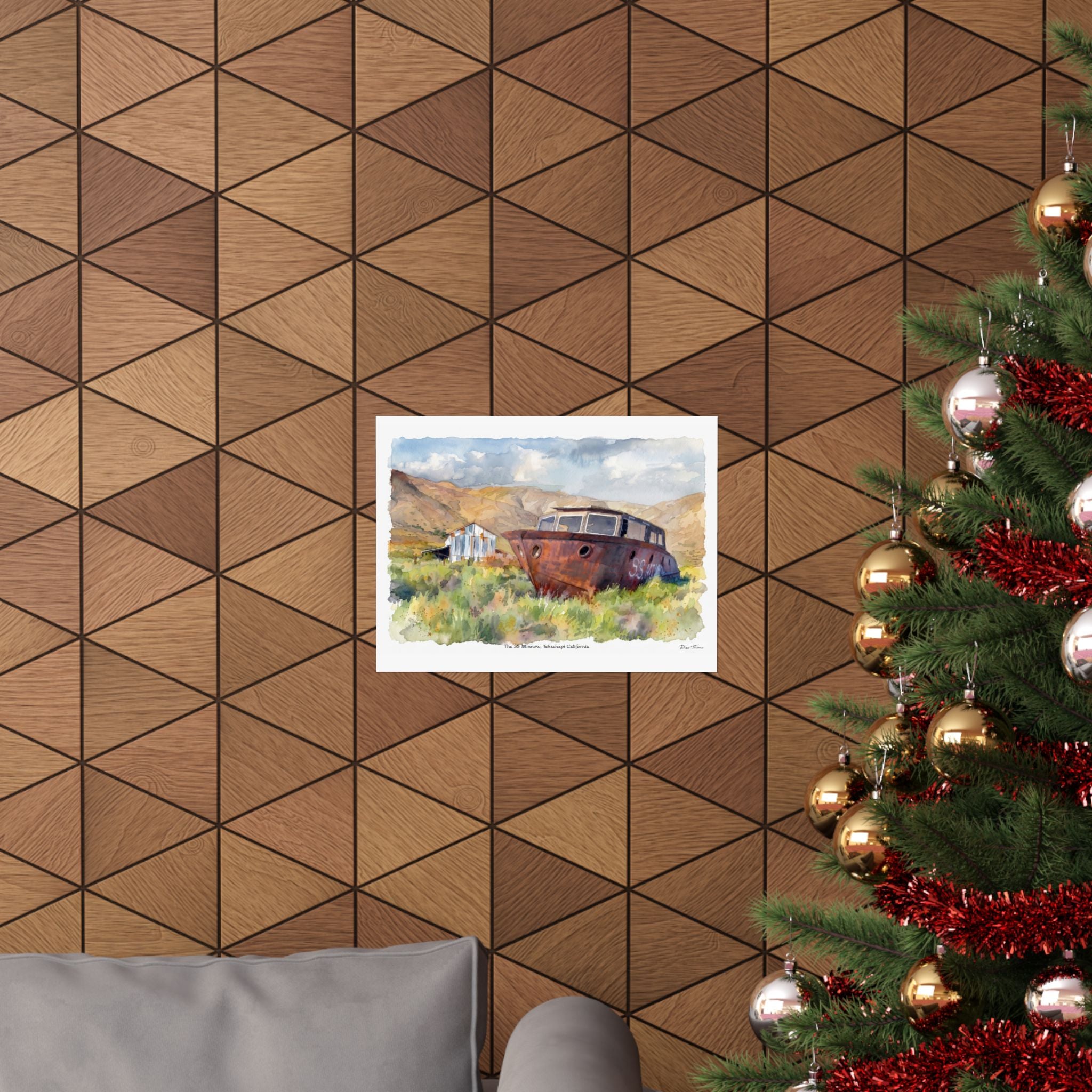 SS Minnow, Tehachapi California.  Vintage Rusted Boat Landscape Art Print