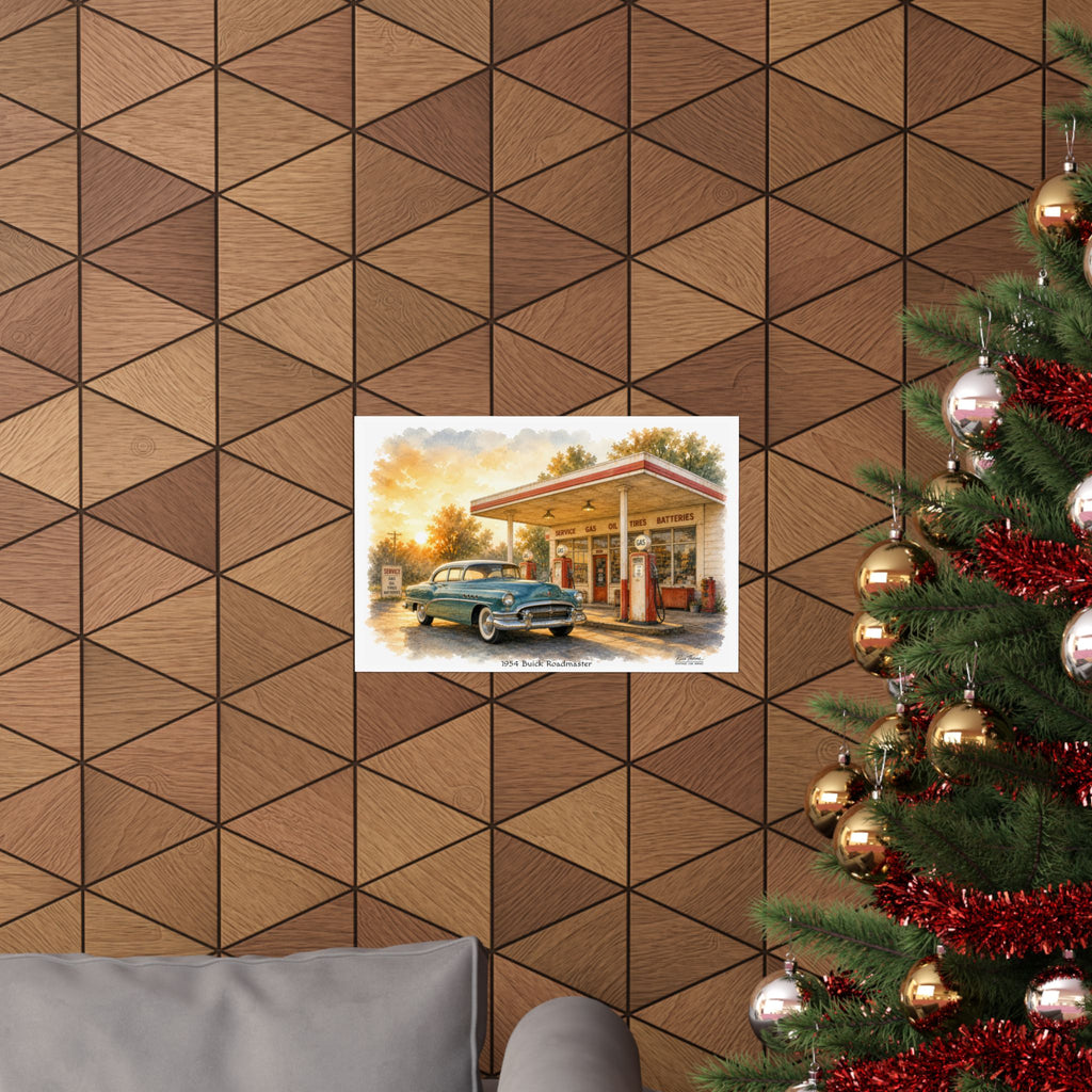1954 Buick Roadmaster – Golden Hour Classic Americana Watercolor