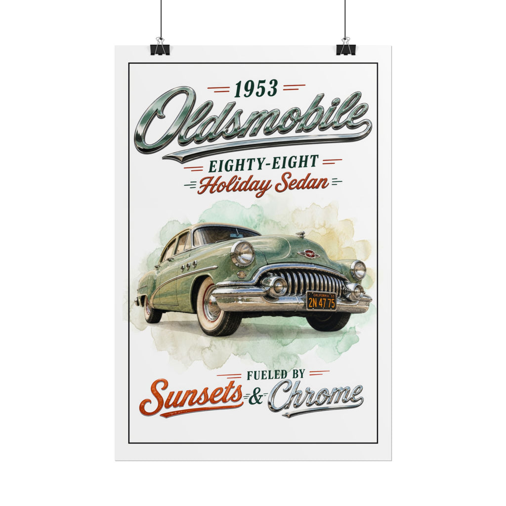 1953 Oldsmobile Eighty-Eight – Sunsets & Chrome Vintage Car Poster