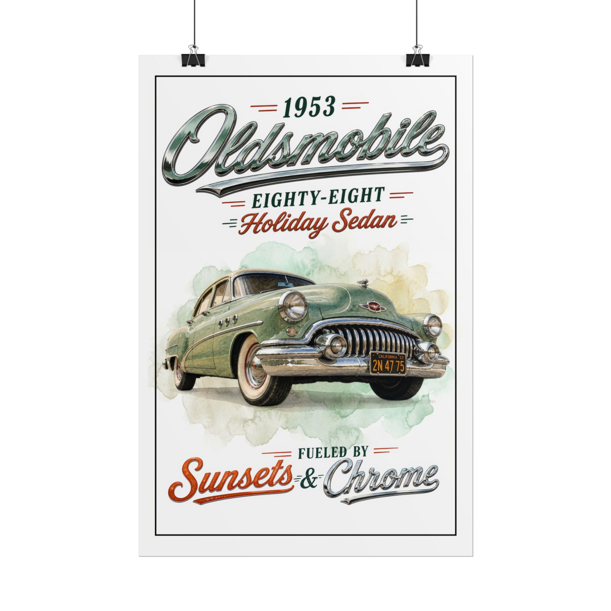 1953 Oldsmobile Eighty-Eight – Sunsets & Chrome Vintage Car Poster
