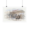 Vintage Texaco Gas Station Matte Poster — Retro Automotive Wall Art (Horizontal)