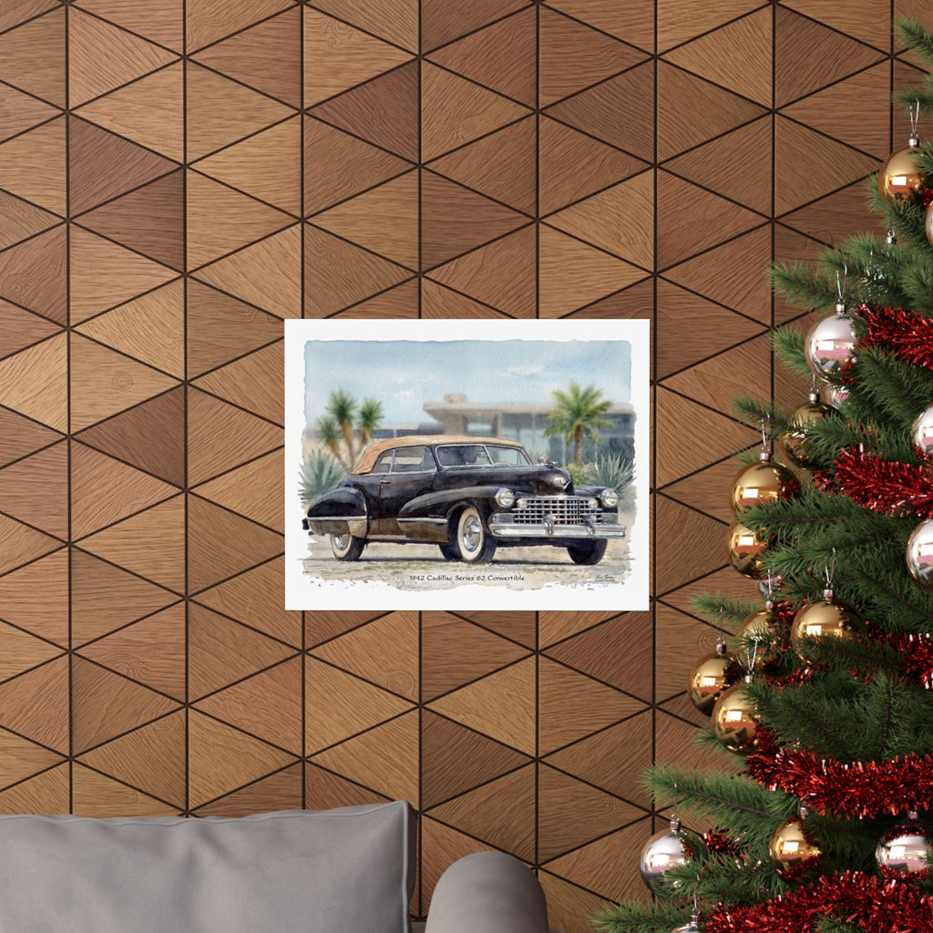 1942 Cadillac Series 62 Convertible – Classic American Luxury Watercolor