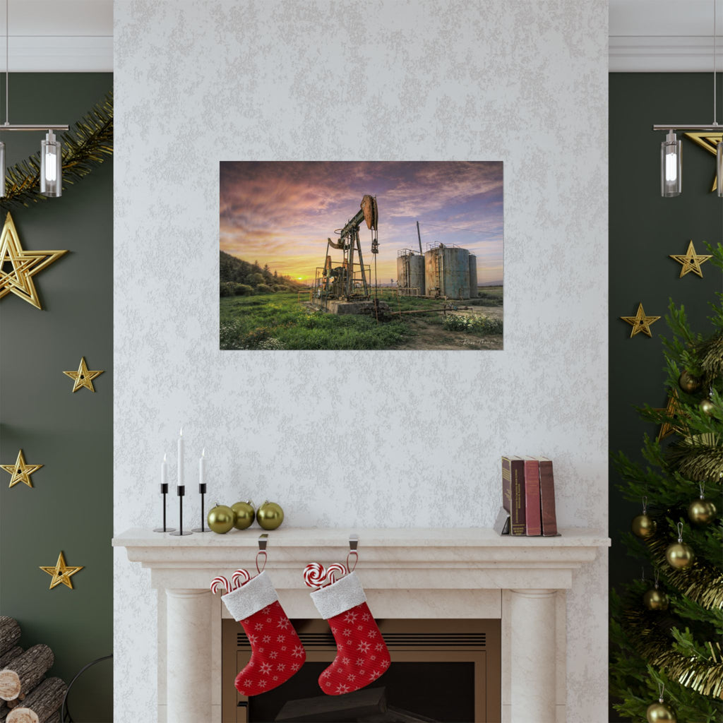 Bakersfield Oil Field Sunset – Pump Jack & Tank Farm Landscape