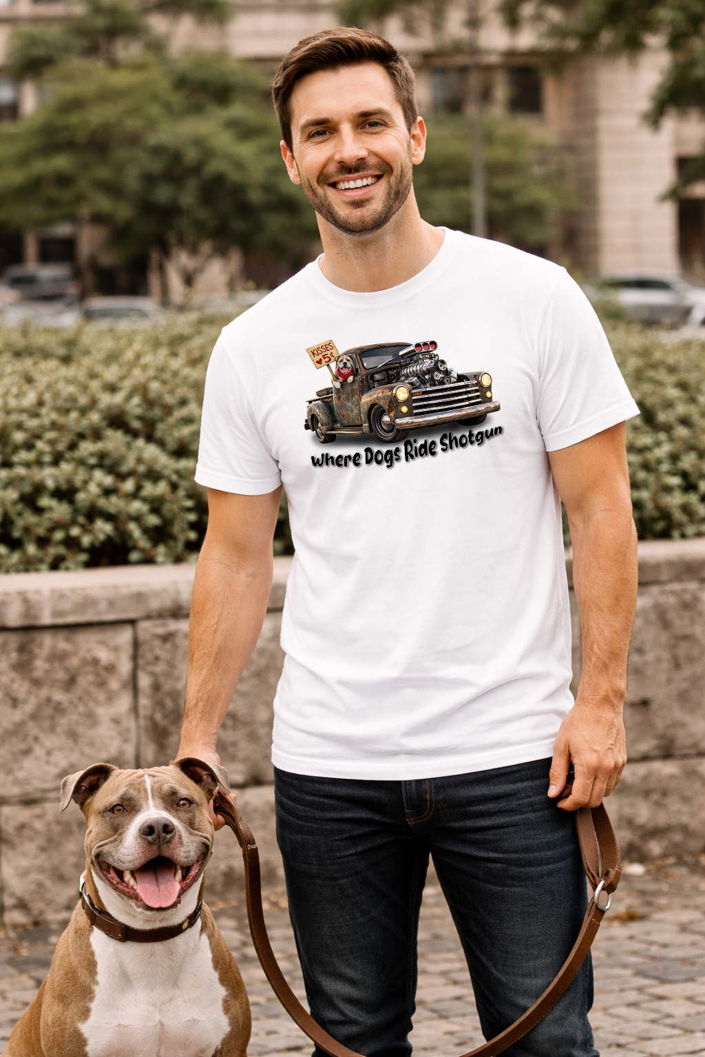Where Dogs Ride Shotgun T‑Shirt — Vintage Truck Dog Lover Tee